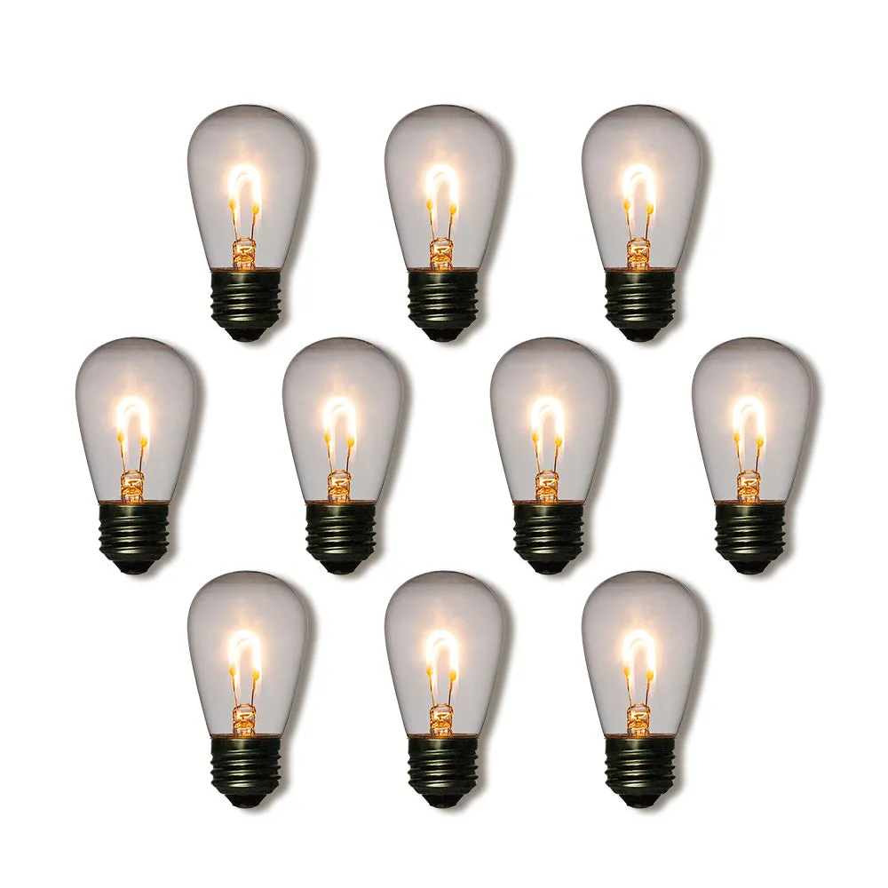 10-Pack LED Filament S14 Shatterproof Energy Saving Light Bulb, Dimmable, 1W,  E26 Medium Base