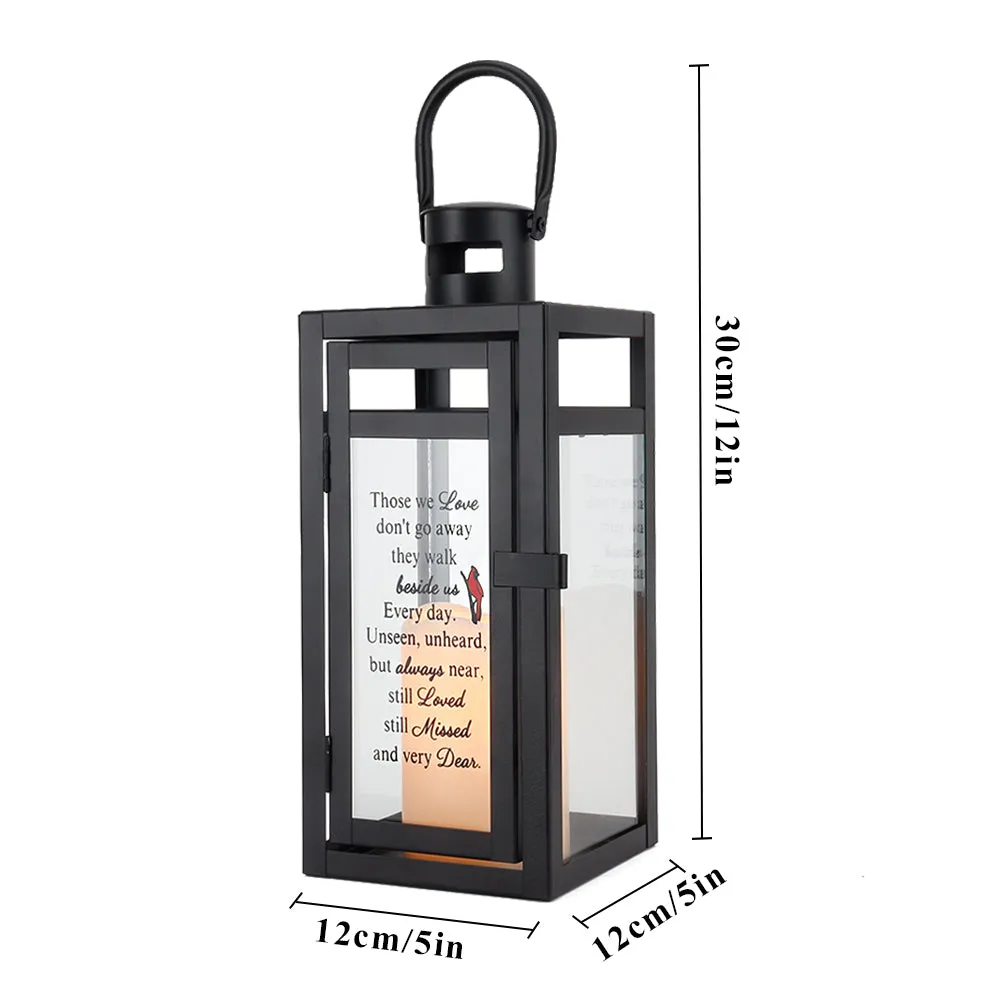 12''H Memorial Lantern  Indoor & Outdoor Use(Matte Black)