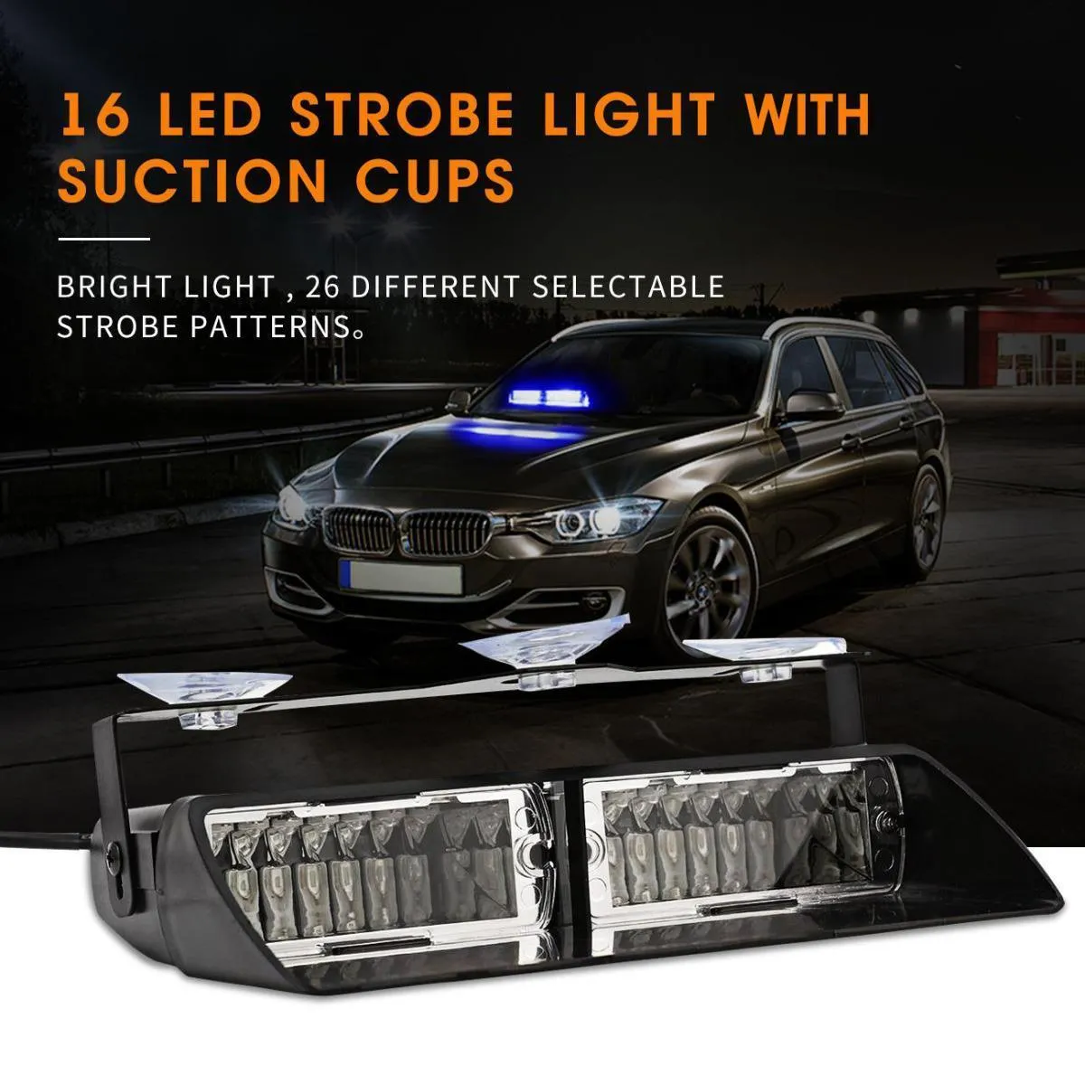 16 LED Emergency Warning light Strobe Light With Suction Cups