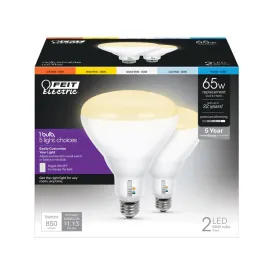 2-Pack 65W Adjustable White BR40 LED Light Bulb BR40DM/6WYCA/2