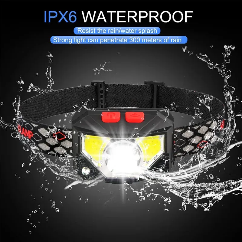 2 pack Powerful LED Headlight Sensor Head Light USB Rechargeable Headlamp Head Torch Waterproof Flashlights  for Camping Hiking