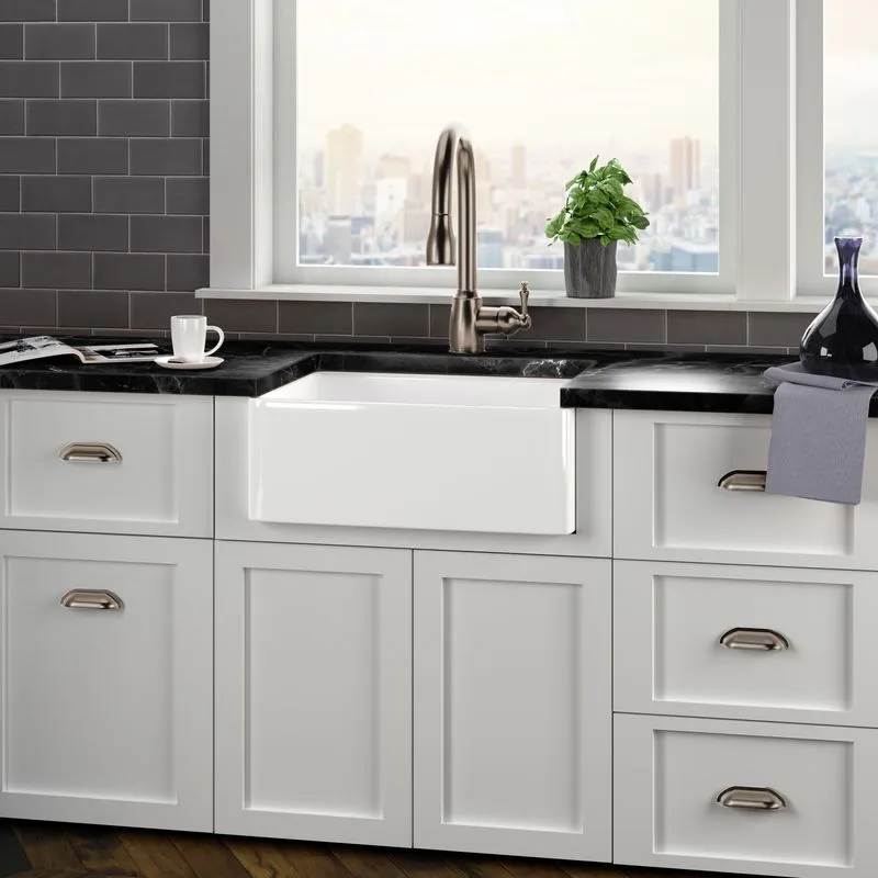 23.38" Fireclay Single-Basin Farmhouse Apron Kitchen Sink in Gloss White (23.38" x 18.75" x 8.75")