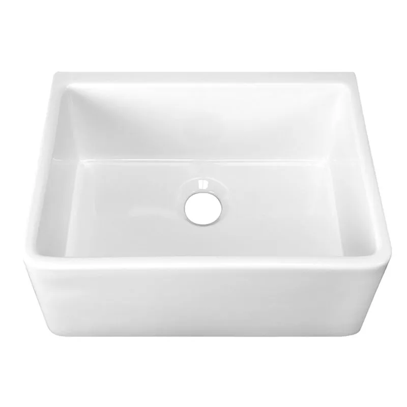 23.38" Fireclay Single-Basin Farmhouse Apron Kitchen Sink (with Mounting Hardware) in Gloss White (23.38" x 18.75" x 8.75")