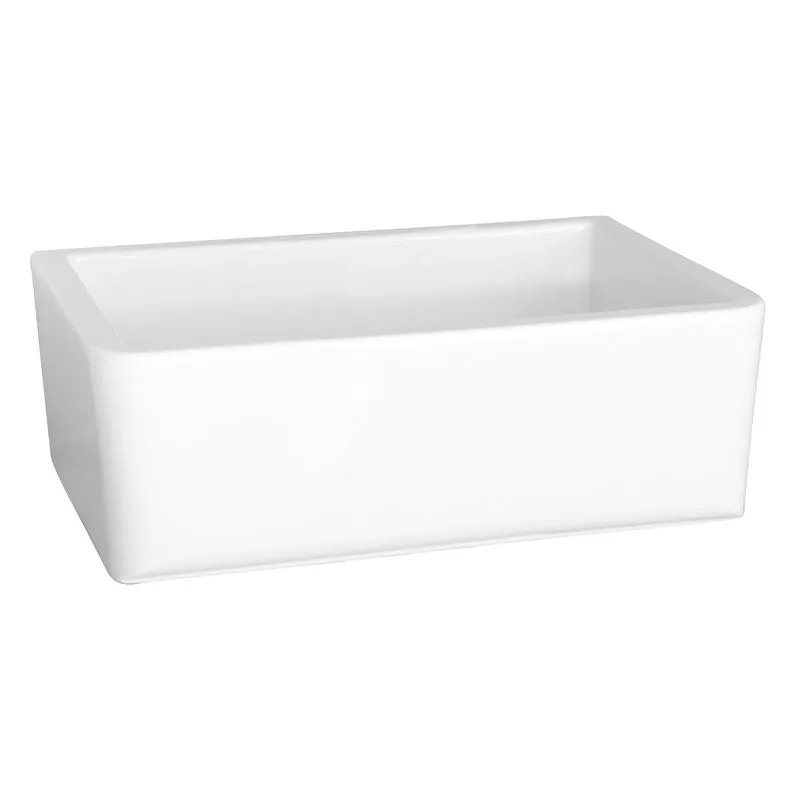 29.75" Fireclay Single-Basin Farmhouse Apron Kitchen Sink (with Mounting Hardware) in Gloss White (29.75" x 18" x 10")