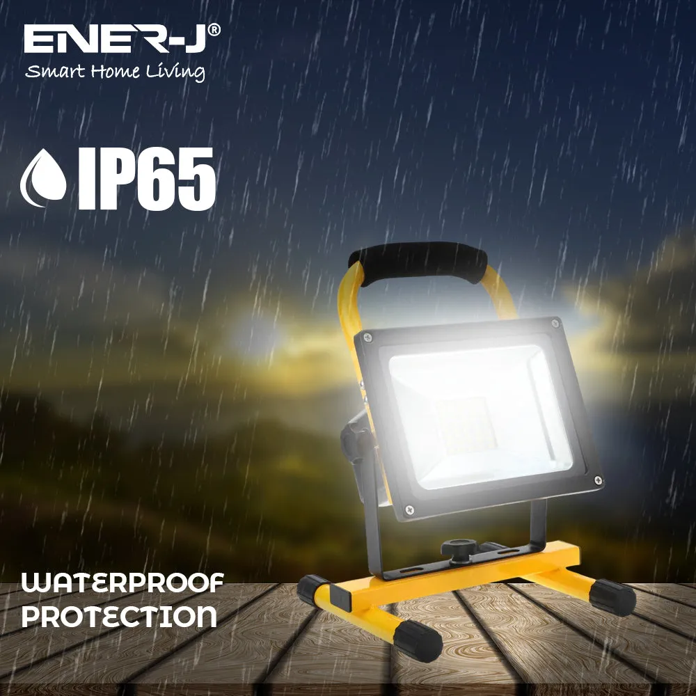 30W Rechargeable LED Floodlight, 2400 Lumens, 7.4V 2200mAh, UK Wall Charger, 6000K   R B Flash, IP65 Waterproof