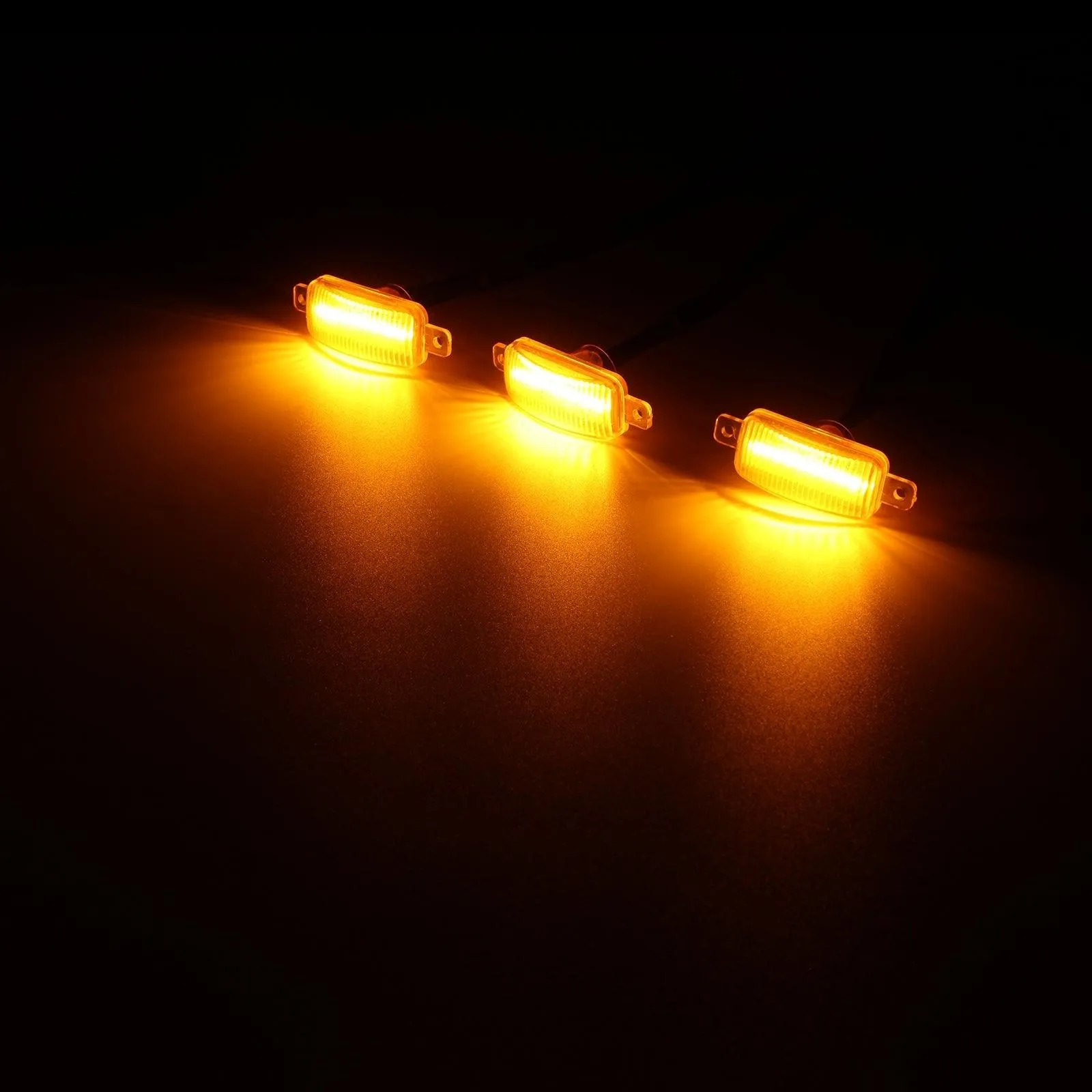 (3pcs/set)  LED Front Grille Lights Raptor Style Amber Light Universal Car Modification (Amber shell/ Smoked shell）