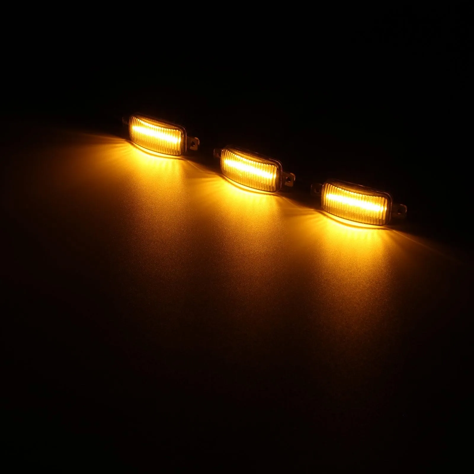 (3pcs/set)  LED Front Grille Lights Raptor Style Amber Light Universal Car Modification (Amber shell/ Smoked shell）