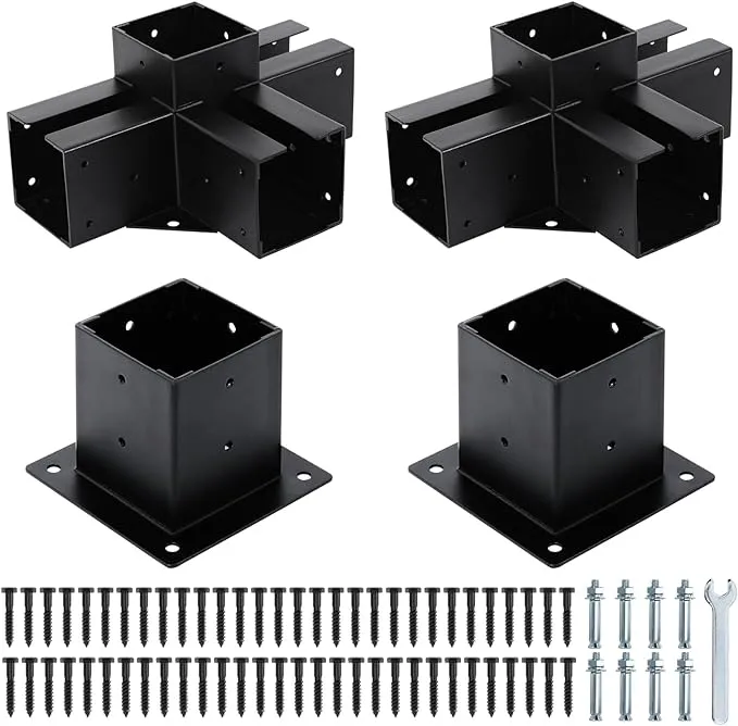 4x4 Steel Pergola Bracket Kit Right Angle Corner Bracket with Pergola Post Base