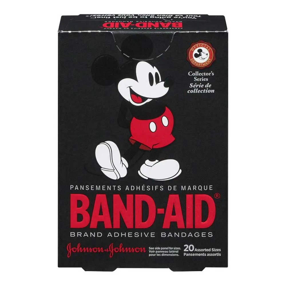 Band-Aid Disney Mickey Mouse Theme Adhesive Bandage Assorted Sizes Box of 20