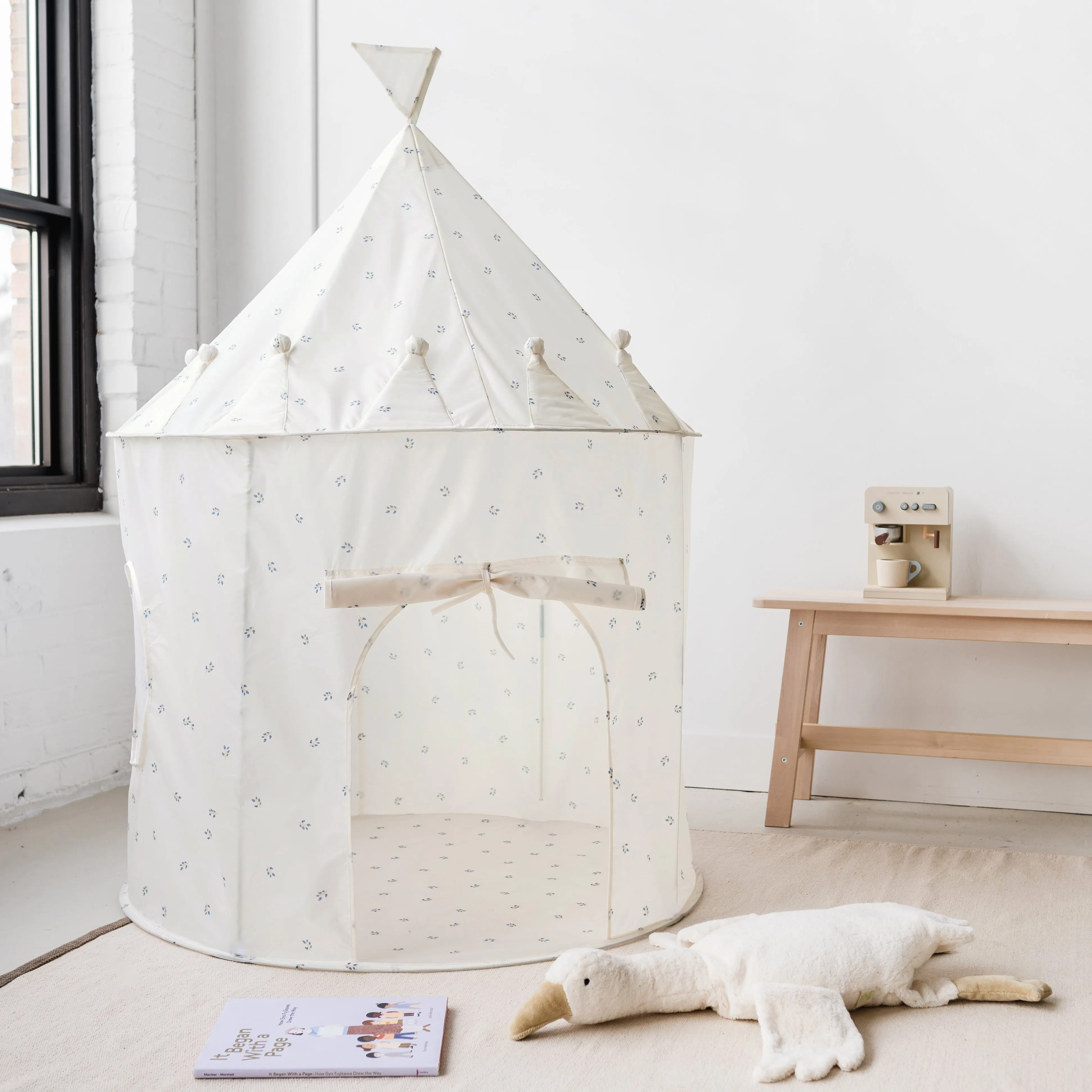 blueberry taupe recycled fabric play tent