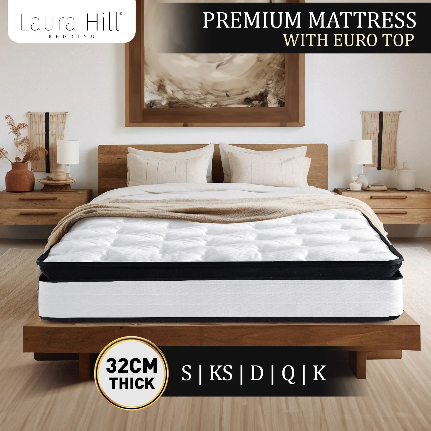 Euro Top Pocket Spring King Single Mattress, 32cm