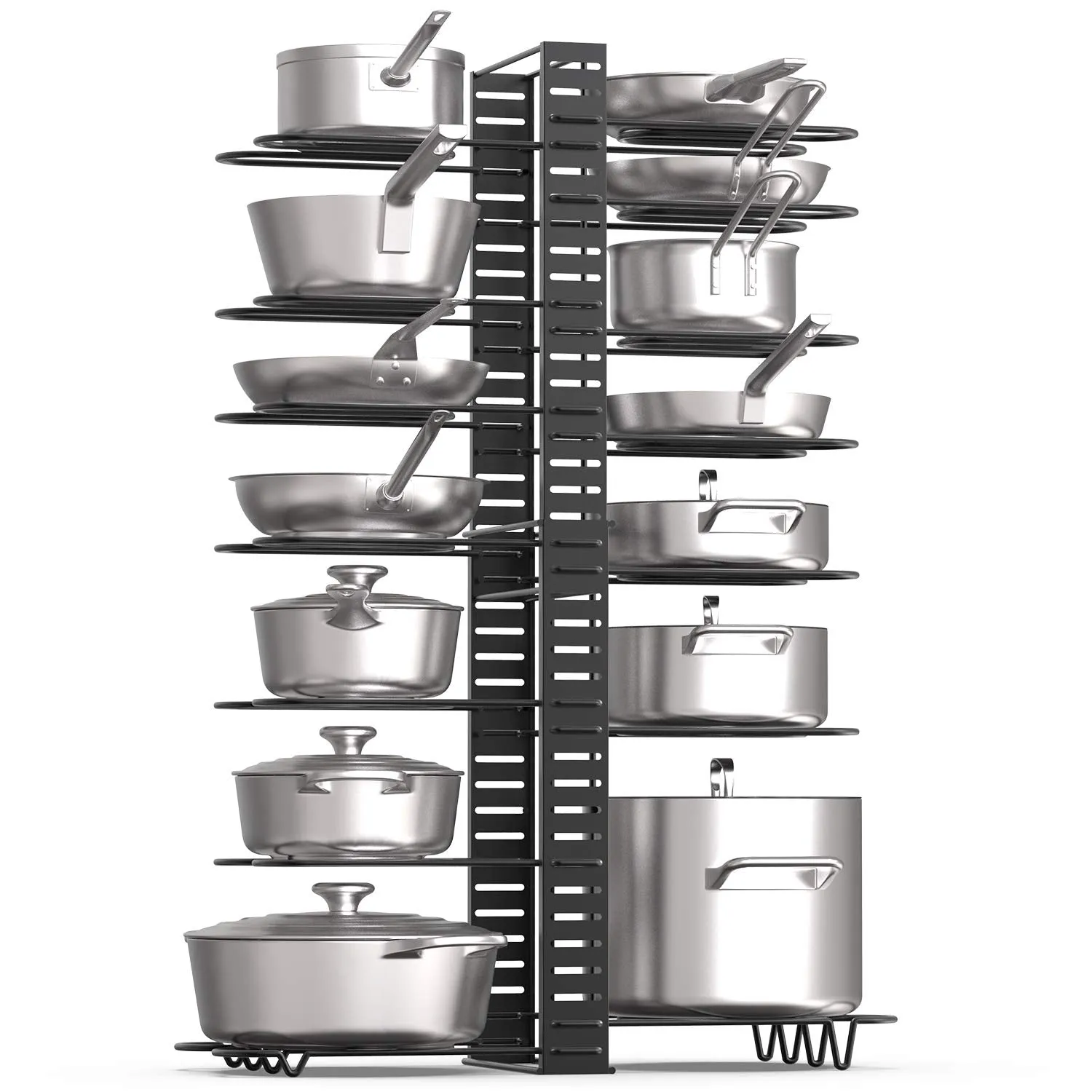 Expandable Pot Rack Organizer With 4 Diy Storage Positions, Length Adjustable And Max