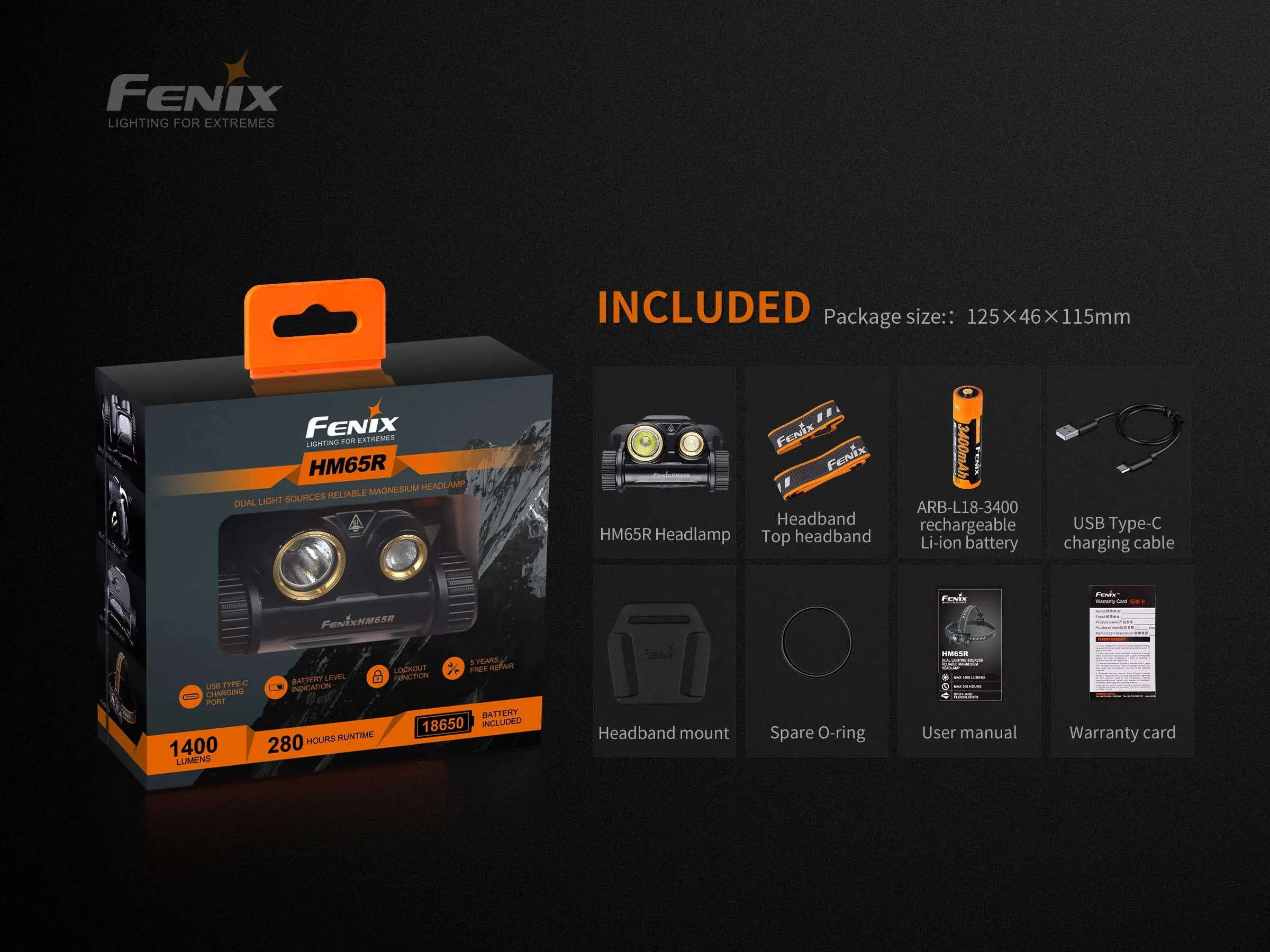 Fenix HM65R Rechargeable LED Headlamp - 1400 Lumens