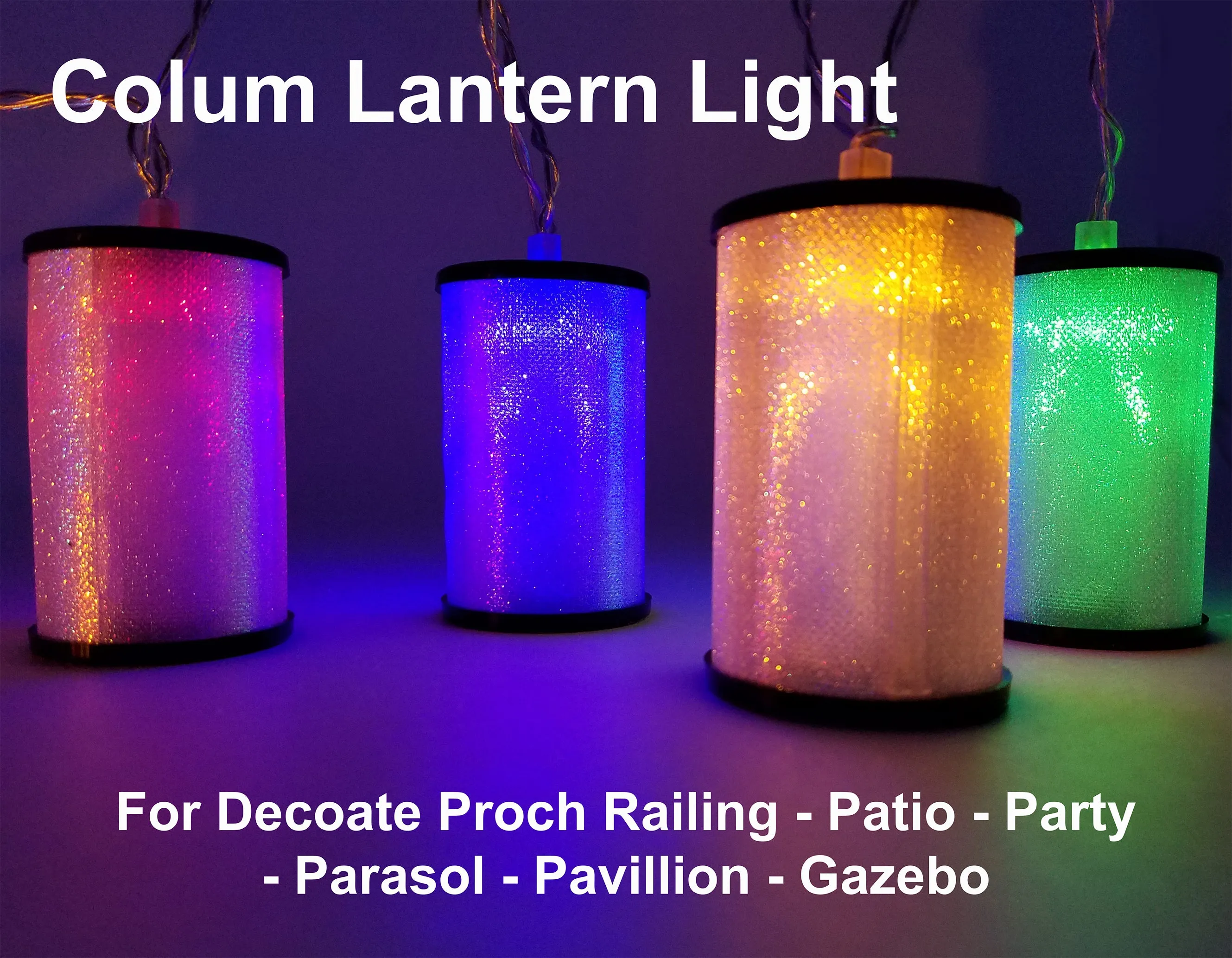 FluxTech - Colum Lantern 20 x Dual Colour LED String Lights by JustLED – Multi-function Effect – Timer function - Battery Operated