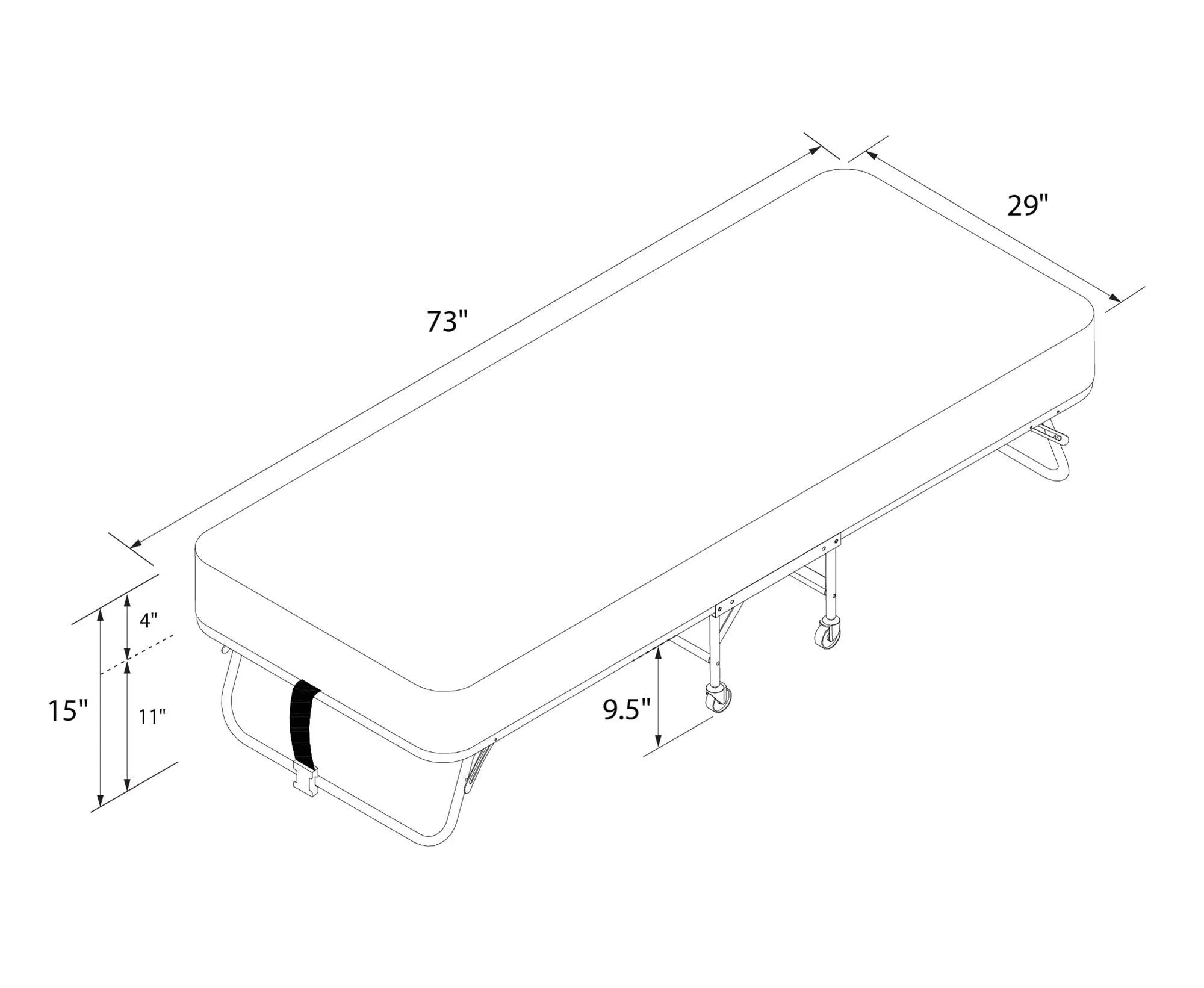 Folding Guest Bed with 4 Inch Mattress