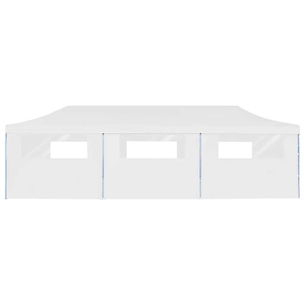 Folding Pop-up Party Tent with 8 Sidewalls 3x9 m White