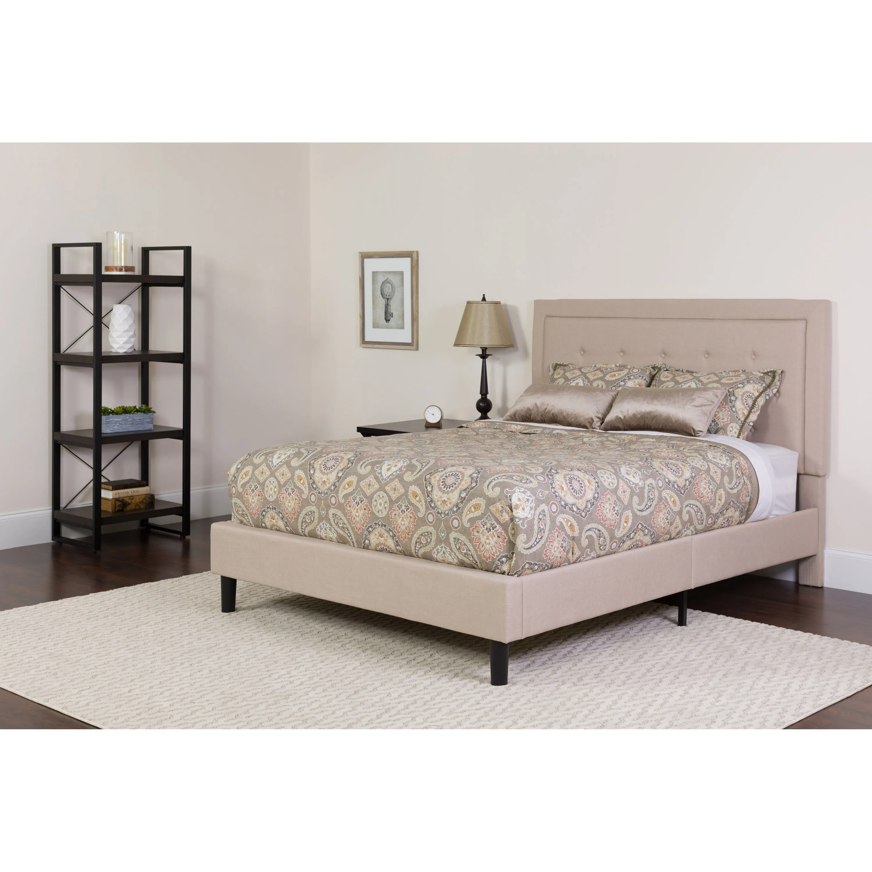 Full Platform Bed Set-Beige SL-BM-18-GG