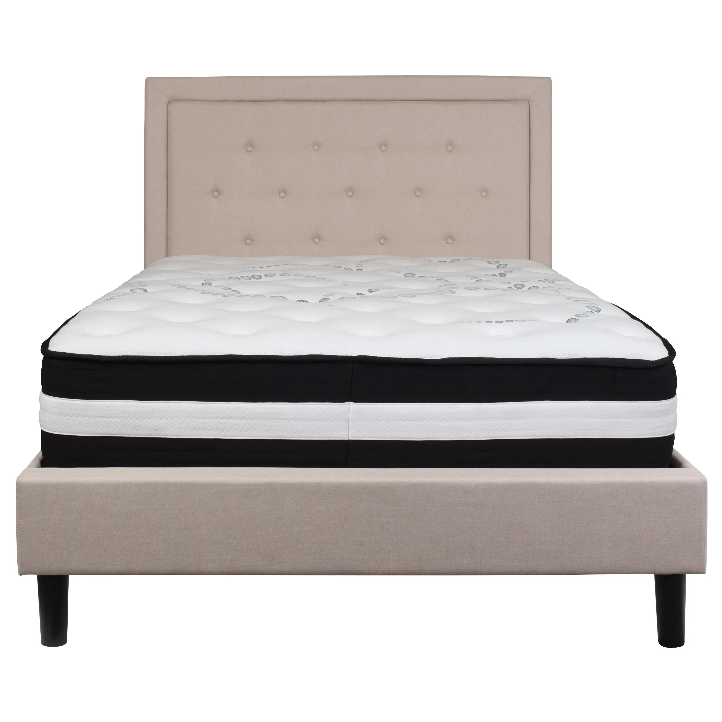 Full Platform Bed Set-Beige SL-BM-18-GG