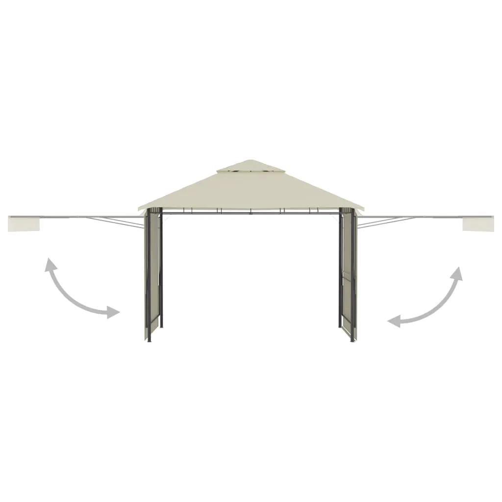 Gazebo with Double Extended Roofs 3x3x2.75 m Cream 180 g/m²