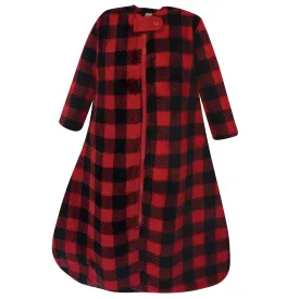 Hudson Baby Plush Sleeping Bag, Sack, Blanket, Buffalo Plaid Long-Sleeve