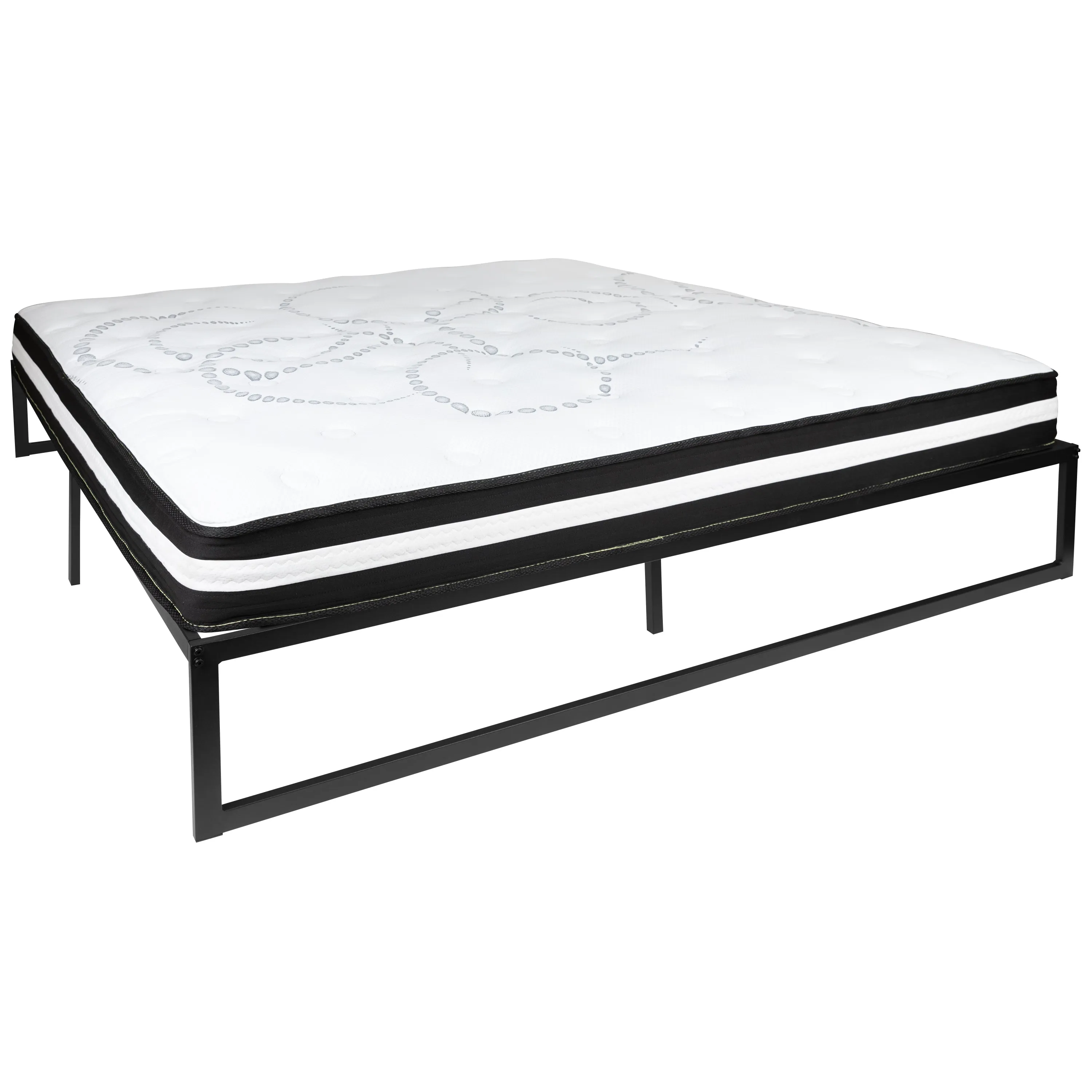 King Bed Frame & Mattress Set XU-BD10001-10PSM-K-GG