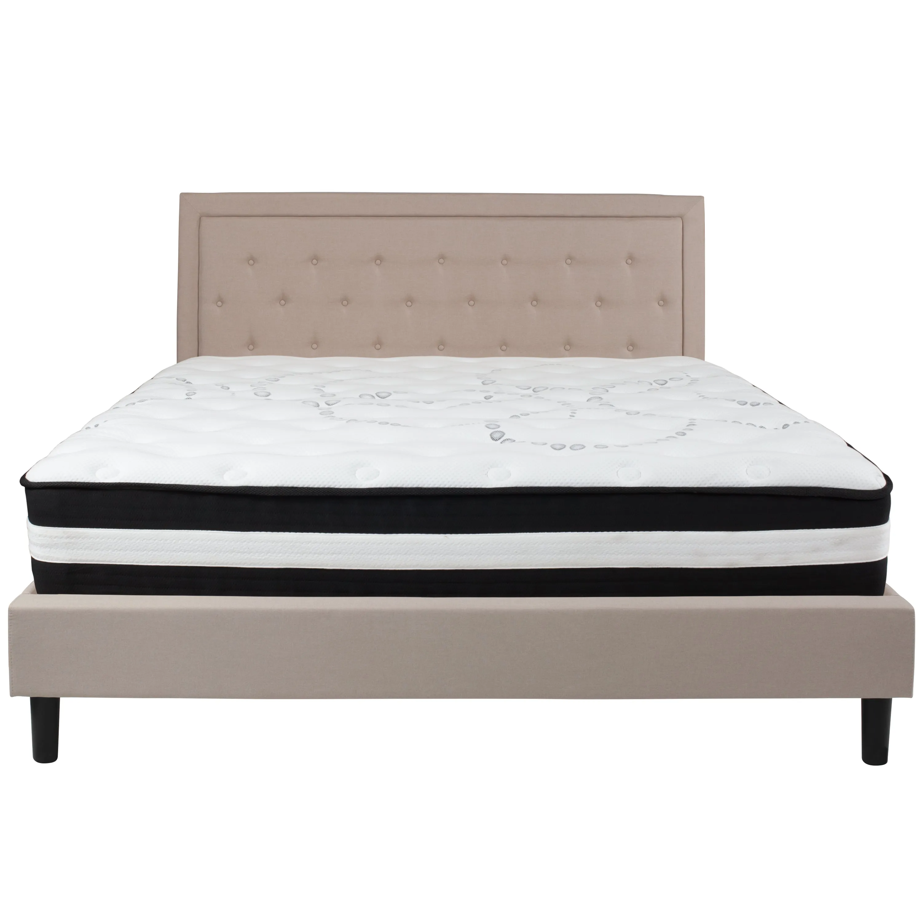 King Platform Bed Set-Beige SL-BM-20-GG