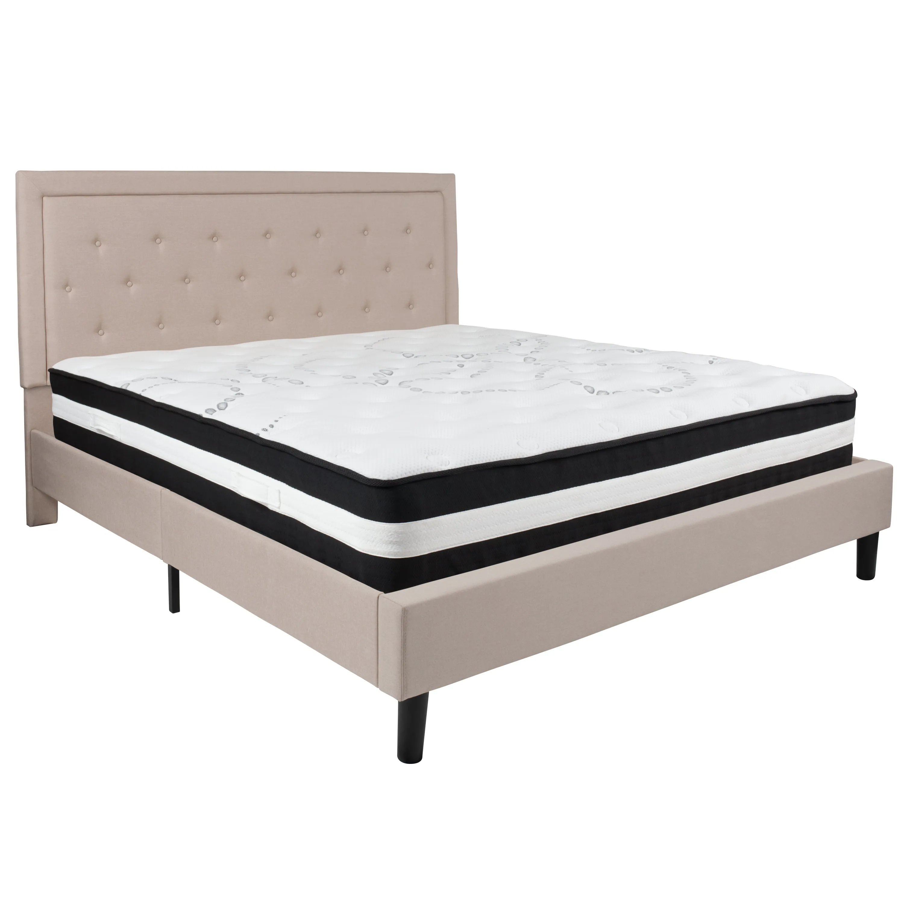 King Platform Bed Set-Beige SL-BM-20-GG