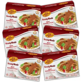 KJ Poultry Kosher MRE Meat Meals Ready to Eat, Beef Pepper Steak and Rice - 6 Pack