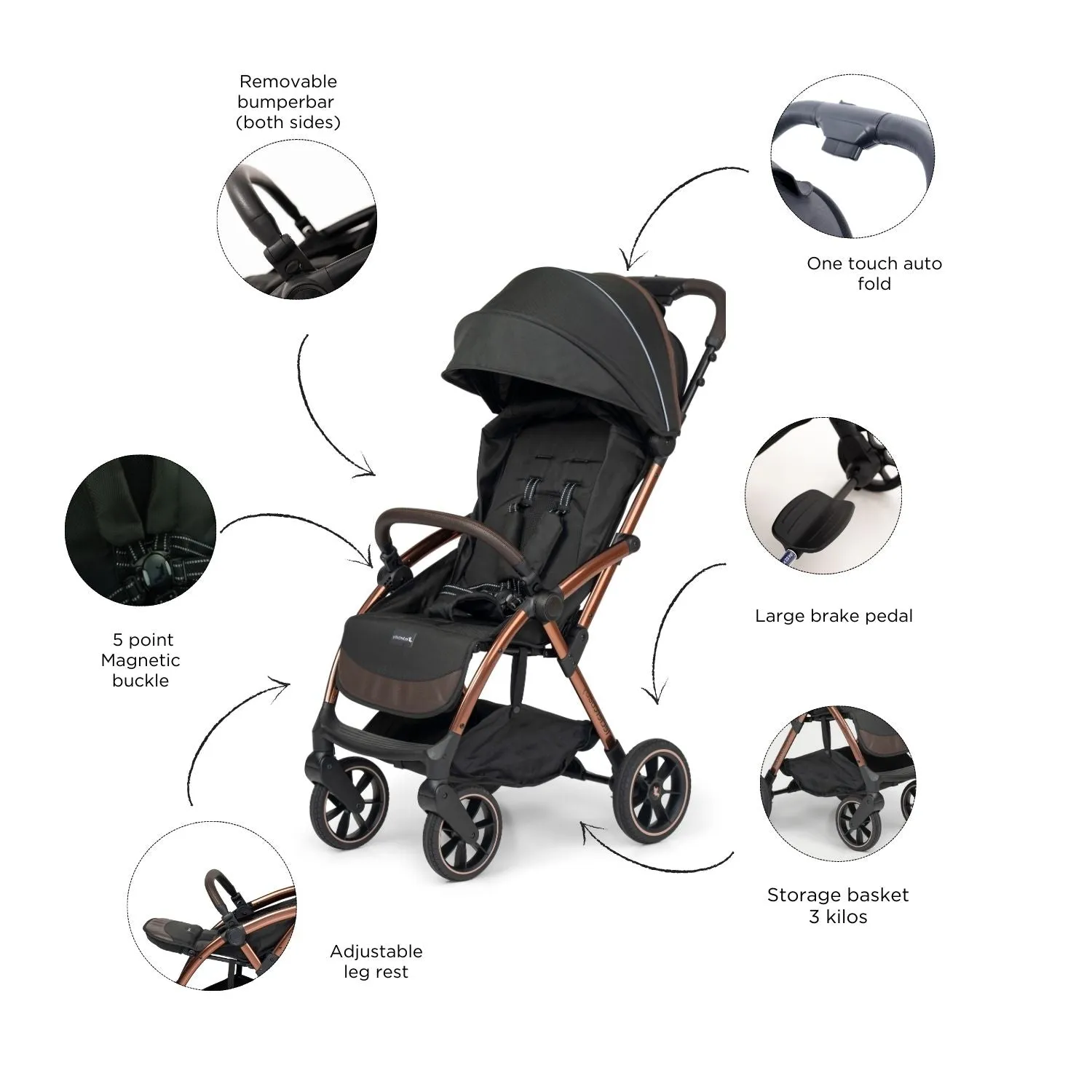 Leclerc Baby Influencer XL Stroller Black Brown