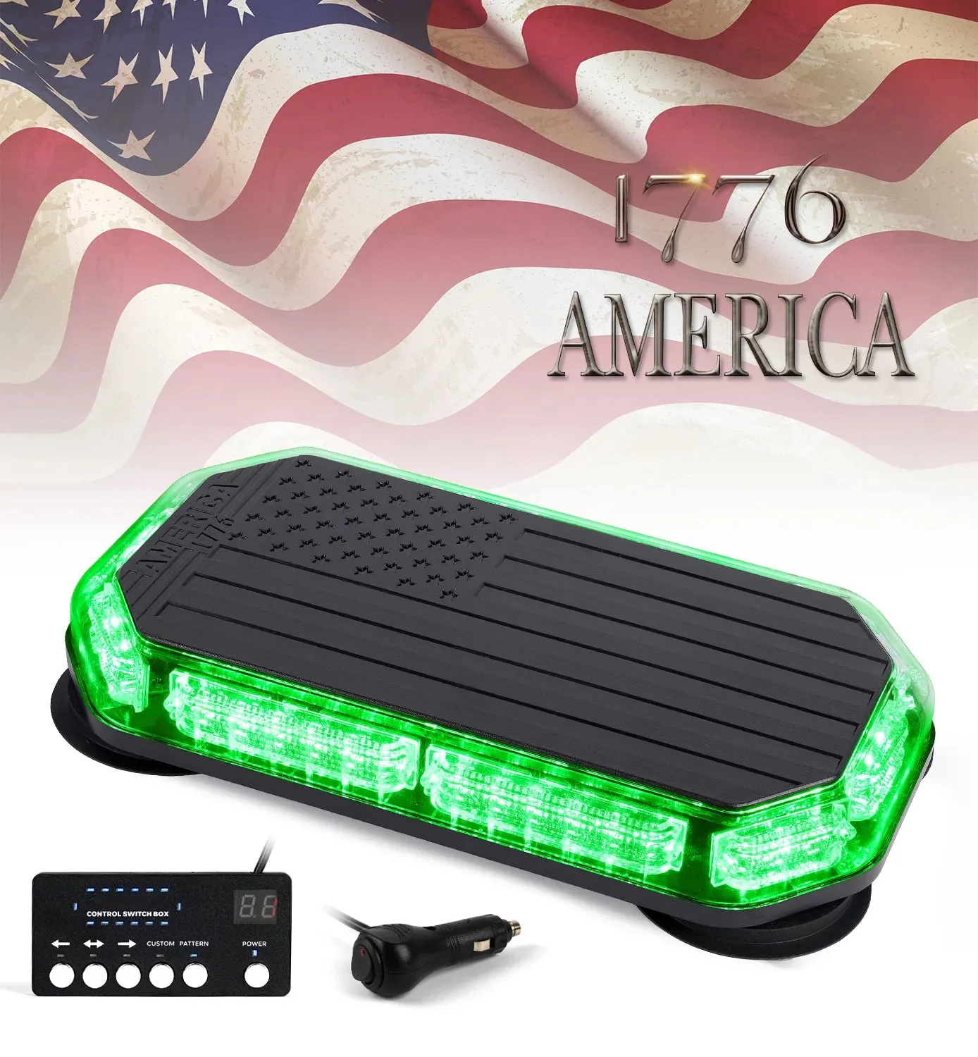 LED Rooftop Strobe Light with American Flag Design