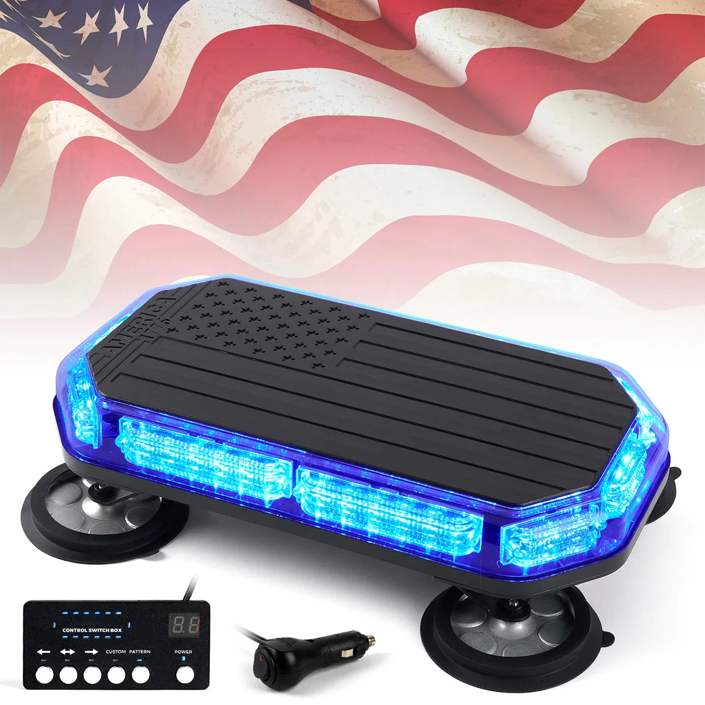 LED Rooftop Strobe Light with American Flag Design