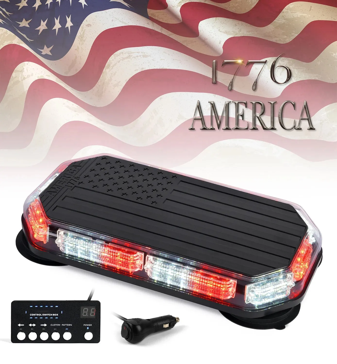 LED Rooftop Strobe Light with American Flag Design