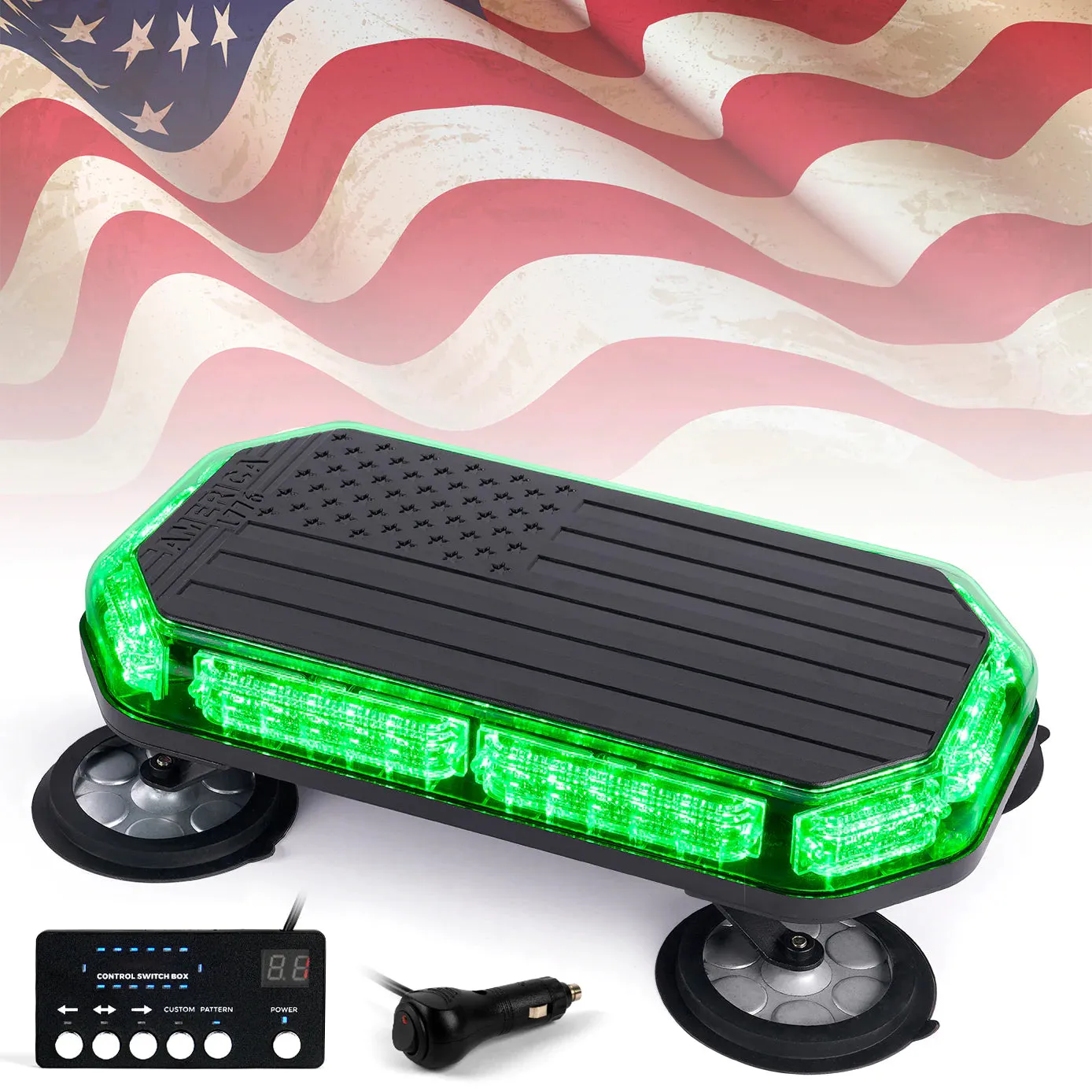 LED Rooftop Strobe Light with American Flag Design