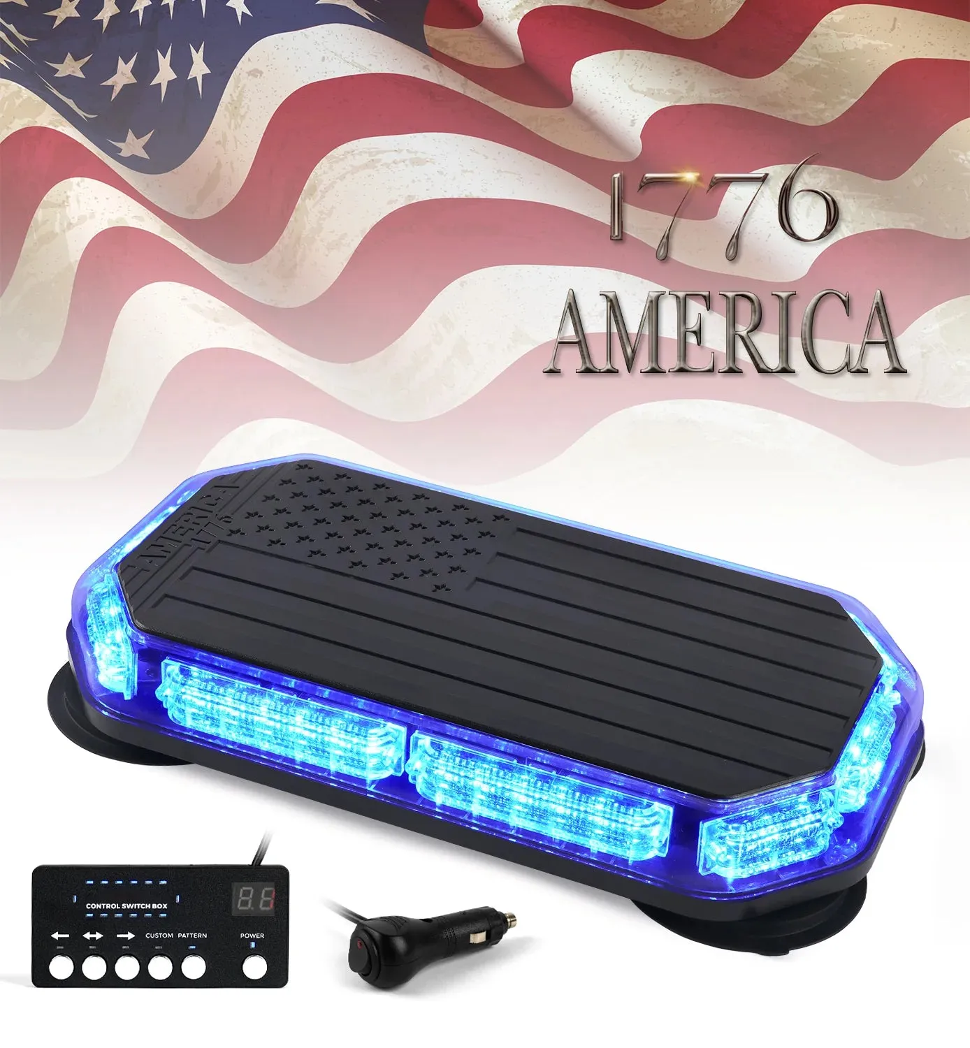 LED Rooftop Strobe Light with American Flag Design