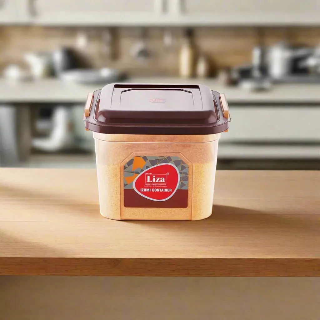 Liza Airtight Plastic Brown 14L Square Food Storage Container for Kitchen Storage