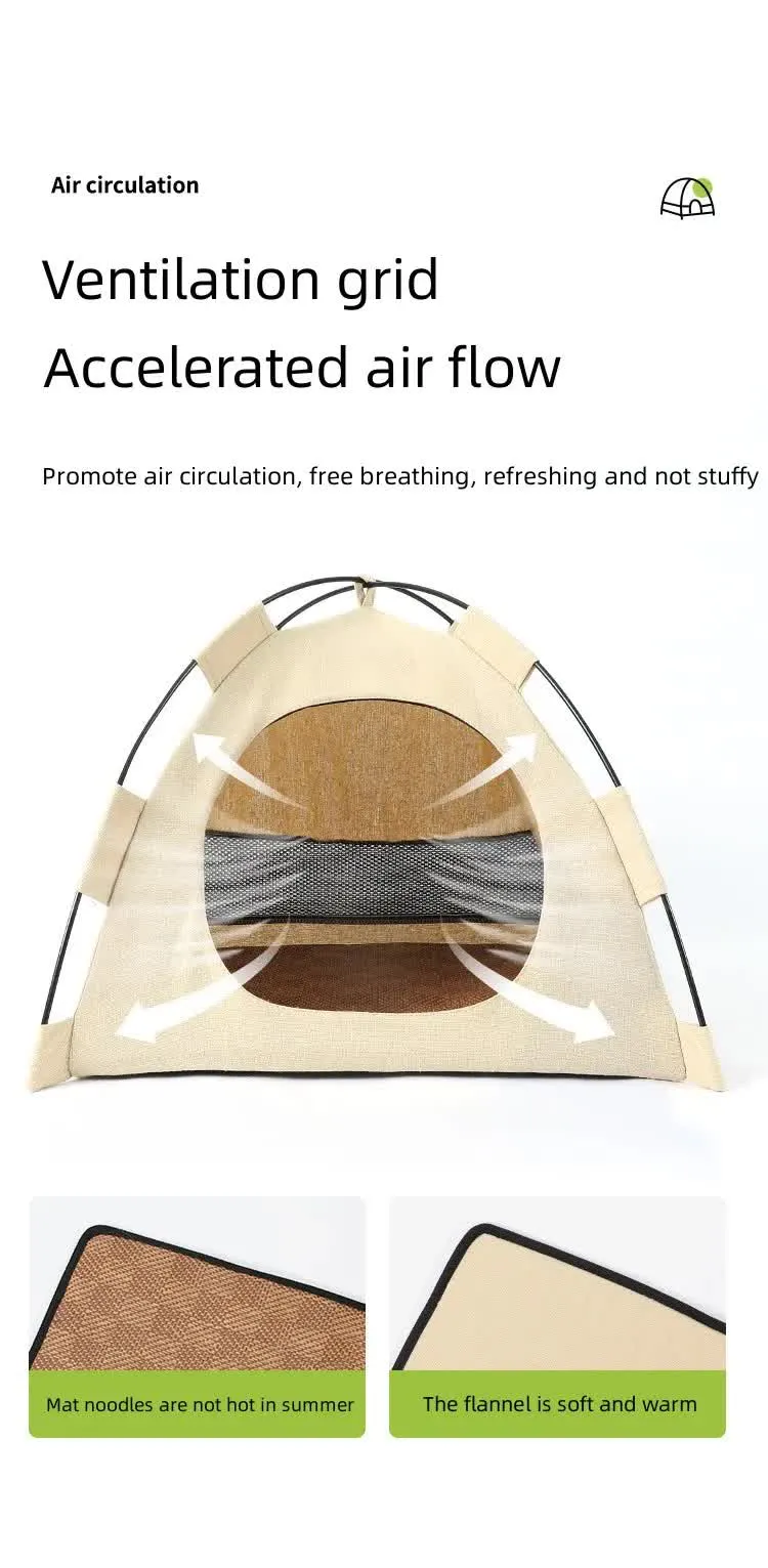 Outdoor Cat House,Pet Tent -Windproof and Dustproof Shelter for Small Pets, Apricot, Size: S  35*35*30cm