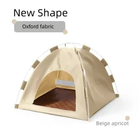 Outdoor Cat House,Pet Tent -Windproof and Dustproof Shelter for Small Pets, Apricot, Size: S  35*35*30cm