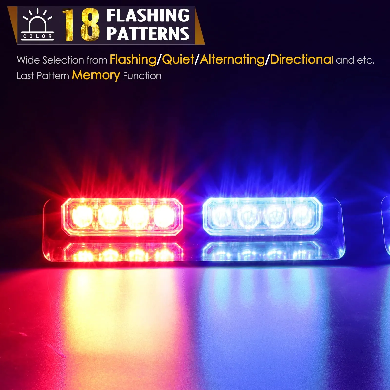 Partsam 2 in 1 Red Blue LED Dash Emergency Strobe Lights