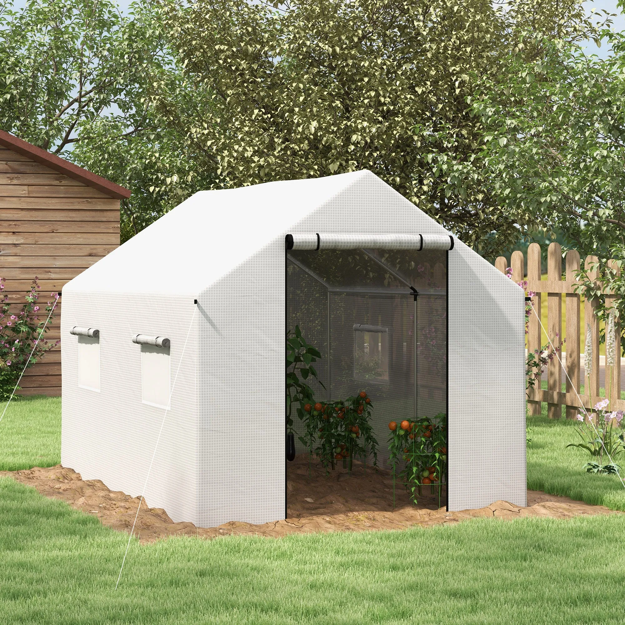 Polyethylene Walk-in Polytunnel Greenhouse, 2 x 3(m), White