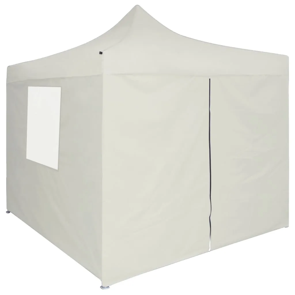 Professional Folding Party Tent with 4 Sidewalls 2x2 m Steel Cream