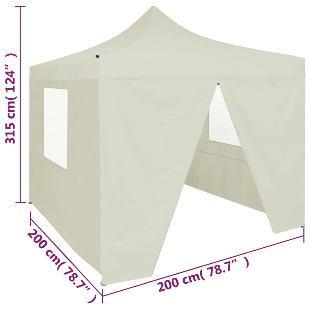 Professional Folding Party Tent with 4 Sidewalls 2x2 m Steel Cream