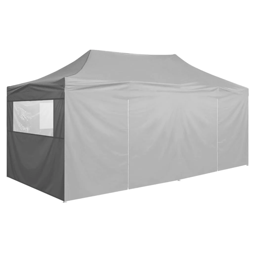 Professional Folding Party Tent with 4 Sidewalls 3x6 m Steel Anthracite