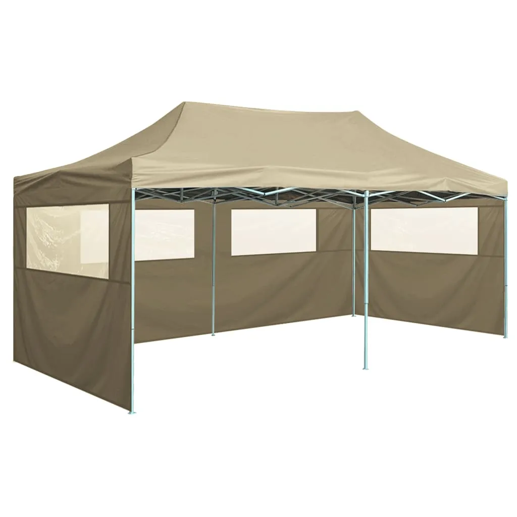 Professional Folding Party Tent with 4 Sidewalls 3x6 m Steel Cream