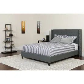 Queen Platform Bed Set-Gray HG-BM-47-GG