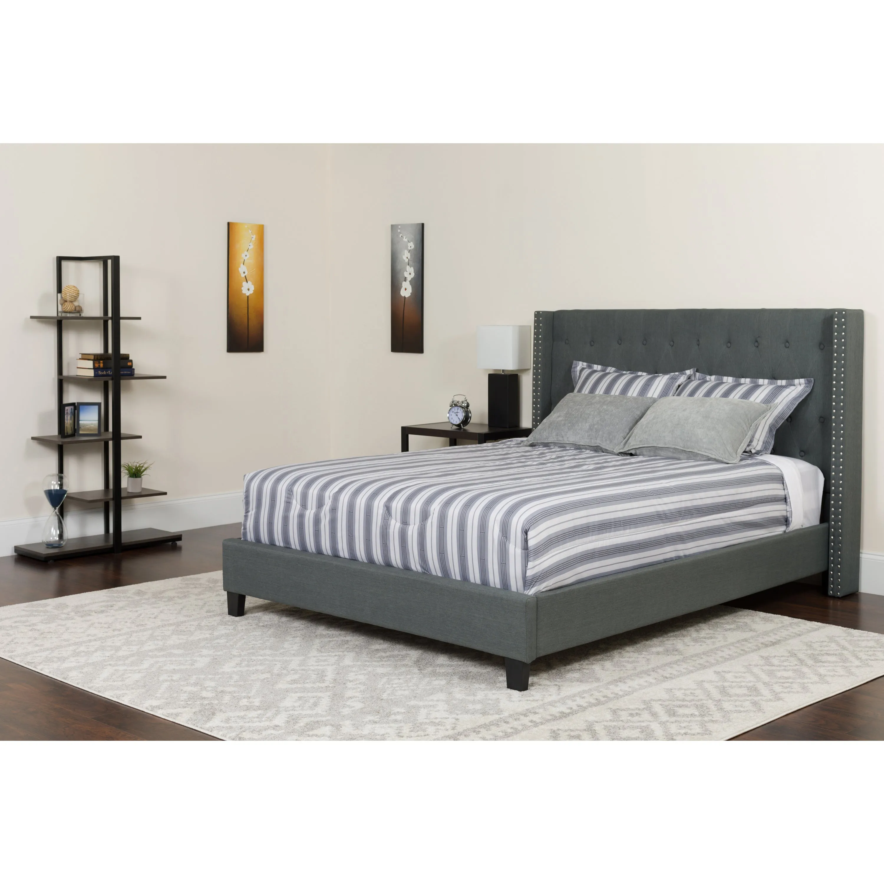 Queen Platform Bed Set-Gray HG-BMF-47-GG