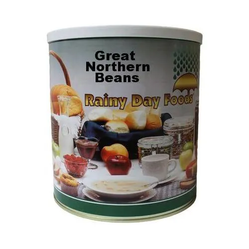 Rainy Day Foods Gluten-Free Great Northern Beans 84 oz #10 Can - 26 Servings