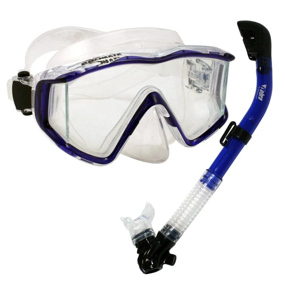 Snorkeling Scuba Dive Side-View Edgeless Mask Dry Snorkel Set - SCS0028