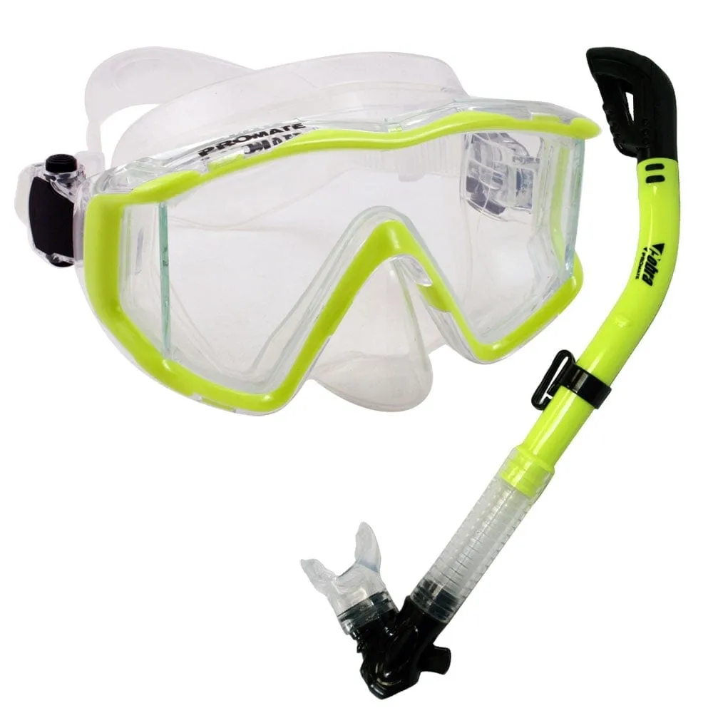 Snorkeling Scuba Dive Side-View Edgeless Mask Dry Snorkel Set - SCS0028