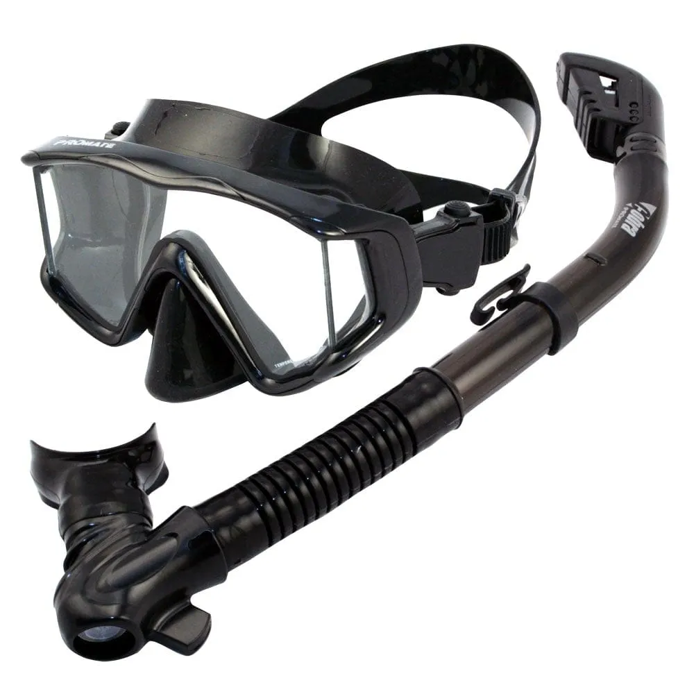 Snorkeling Scuba Dive Side-View Edgeless Mask Dry Snorkel Set - SCS0028