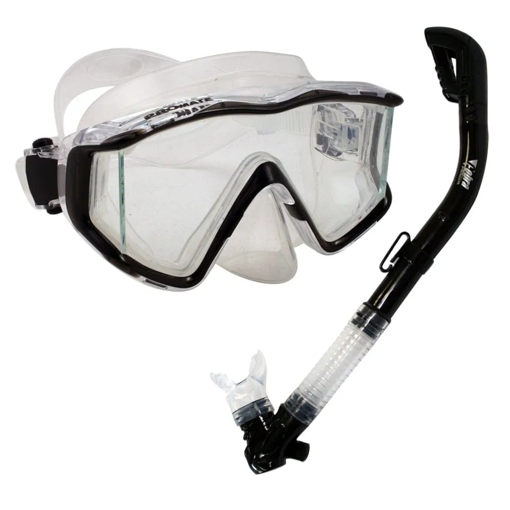 Snorkeling Scuba Dive Side-View Edgeless Mask Dry Snorkel Set - SCS0028